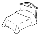 Line drawing of bed